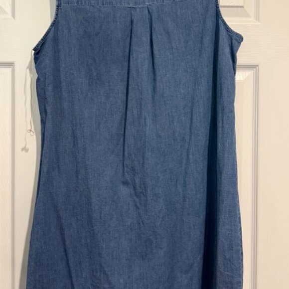 AK Denim Sleeveless Dress XL Zip Front Chambray Shift Dress - Picture 2 of 4